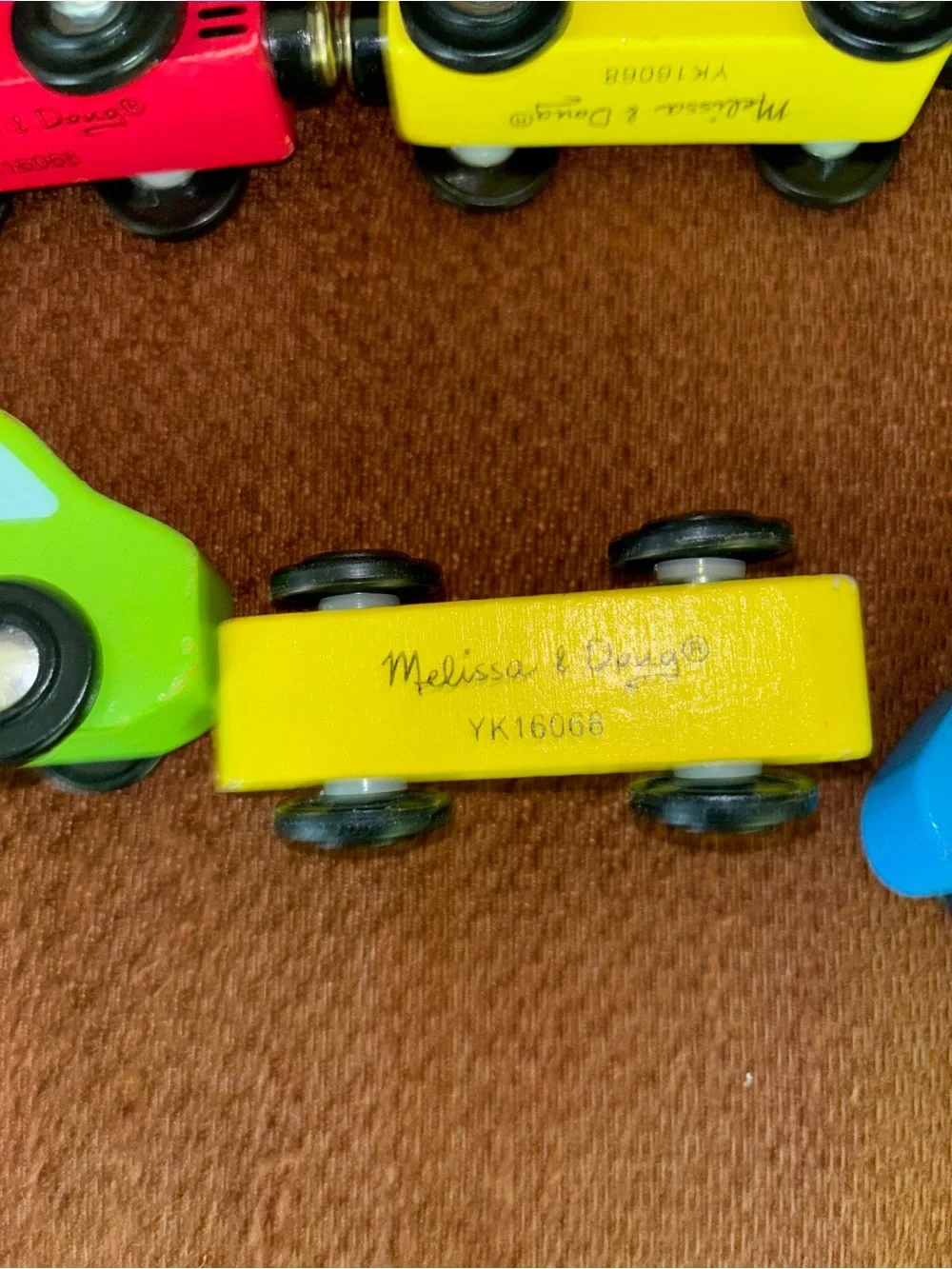 Melissa & Doug Wooden Magnetic Train & Car Vehicle Set (8) Multicolor Kids Cars